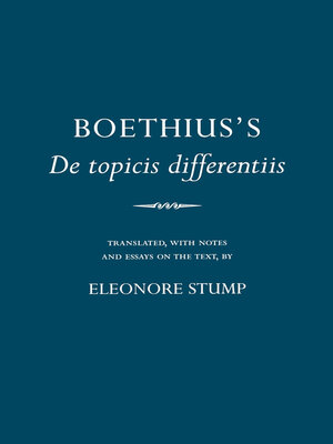 cover image of Boethius's "De topicis differentiis"